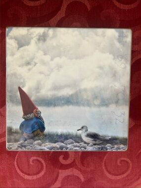 Coastal Gnome Wall Art Print - Blue & Red Morgan Jones Signed